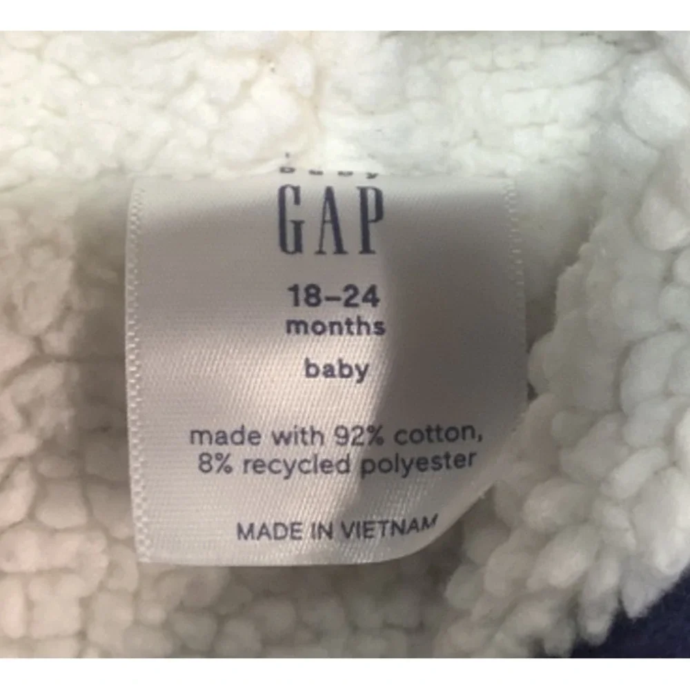 Girls GAP Navy Floral Fleece Lined Sweatshirt Size 18-24 Months Full Zip hooded